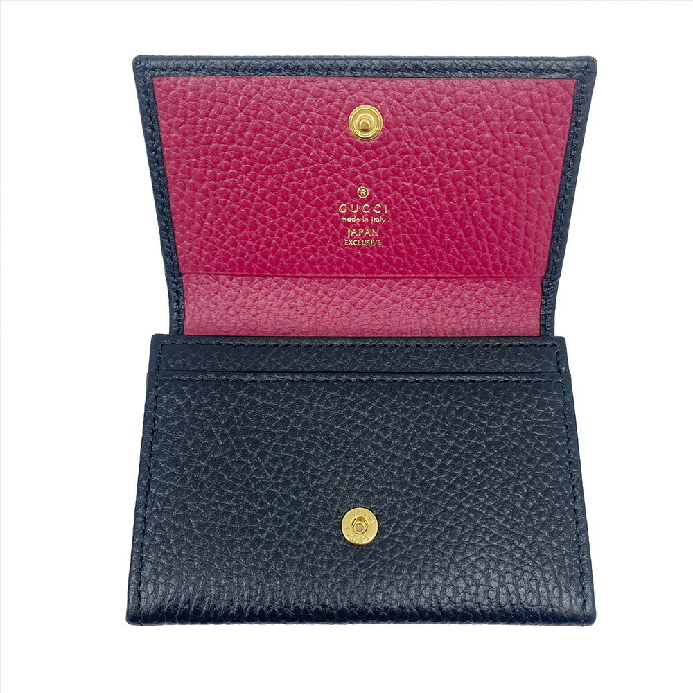 GUCCI GG Marmont Double Leather Card Case Wallet Black Red - Picture 4 of 8